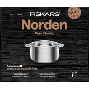 FISKARS Oala din otel inoxidabil, antiaderenta, Fiskars Norden, 5l - 1067640