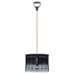 Lopata pentru zapada plastic cu buza aluminiu, coada lemn, 370X300X1200 MM