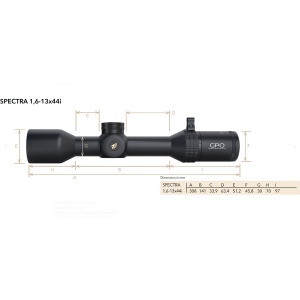Luneta Arma Vanatoare GP-Optics Spectra 8X 1,6-13X44I G4I Fiber Stabilizator Optic - Img 2