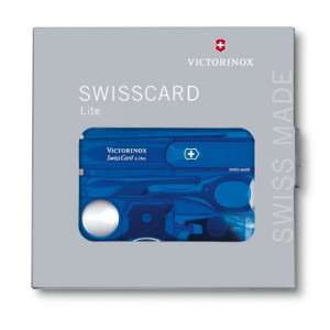 Multifunctional Victorinox SwissCard Lite, albastru transparent - 0.7322.T2 cutie