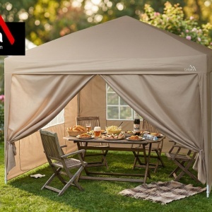 Pavilion de gradina cu pereti Cattara Palace, 3x3m, rezistent la apa si la UV, inaltime 2.5m, schelet otel - TT13348 - Img 8