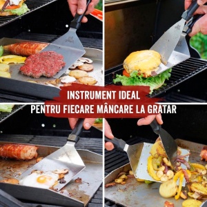 Set 2 spatule premium din inox pentru burgeri, include 30 foi hartie, pentru gratar tip plancha si teppanyaki, Grillart - GA-1031 - Img 2