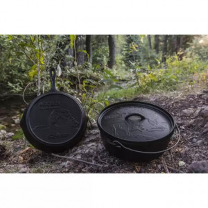 Set 3 piese din fonta contine Ceaun olandez 6 litri, tigaie si capac 30 cm logo National Parks Camp Chef - CC-CBOX100 2