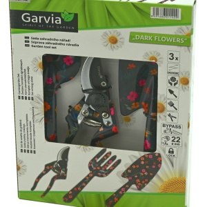 Set 3 ustensile de gradina Garvia, negru cu model floral - Img 3