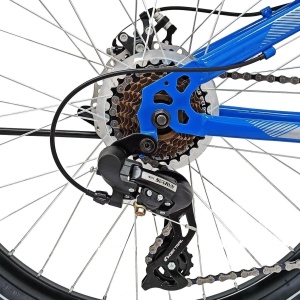 Bicicleta BR STORM 24", 21 viteze, frane pe disc, cadru otel 14", manete secventiale, albastru/verde - Img 5