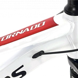 Bicicleta BR Tornado 24", 21 viteze, frane pe disc, cadru din aluminiu 13", manete secventiale, alb/rosu - Img 5