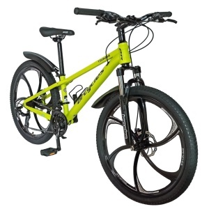 Bicicleta BR Tsunami ProMG 24", cadru otel 13", jante magneziu, manete secventiale, frane disc, 21 viteze, fluo - Img 2