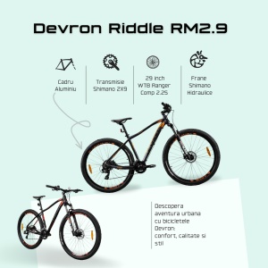 Bicicleta Mtb Devron Riddle 2023 RM2.9 - 29 Inch, L, Gri-Portocaliu - Img 4
