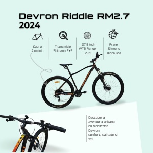 Bicicleta Mtb Devron Riddle RM2.7 2024 - 27.5 Inch, L, Negru - Img 3