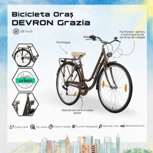 Bicicleta Oras Devron Grazia 6s Retro - 28 Inch, M, Maro - Img 4