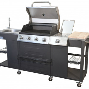 Bucatarie de exterior cu gratar pe gaz VICENZA, 4 arzatoare si arzator lateral, 2m x 0,6m - TT13060
