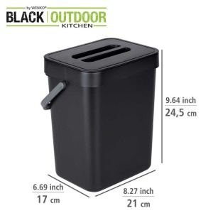 Cos de gunoi cu maner Tago 5 litri Wenko Black Outdoor Kitchen - 55027100 - Img 5