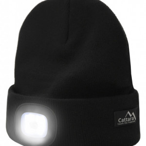 Fes negru cu lanterna cu LED si incarcare usb Cattara TT14021