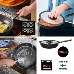 FISKARS Tigaie cu capac, din aluminiu, antiaderenta, Fiskars Functional Form, 26 cm - 1026575 - Img 5