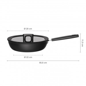 FISKARS Tigaie pentru sote cu capac Fiskars Hard Face, 28 cm, 3.5 L - 1052232 - Img 2