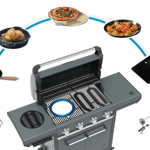 Gratar pe gaz Campingaz 3 Series Onyx S, fonta, arzatoare blue flame, arzator lateral - 2204785 - Img 11
