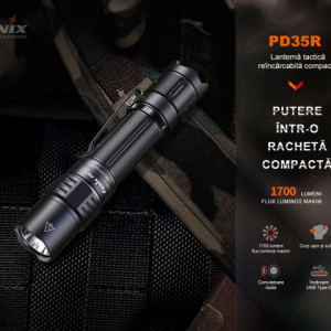 Lanternă tactică reîncărcabilă 1700 Lumeni 353 Metri Fenix PD35R - ADV-478-001 - Img 4