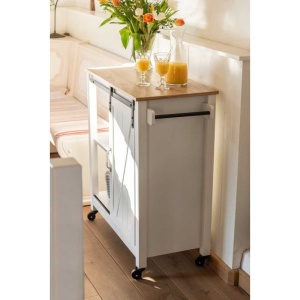 Mini bar alb cu 3 rafturi si usa, MDF si lemn, 80 x 88,5 x 40 cm, Wenko Country House - 54130100 - Img 7