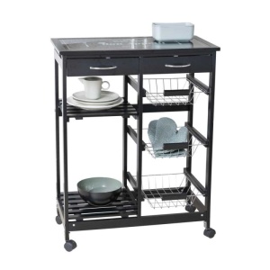 Mini bar, polite si sertare, negru, MDF, 67 x 86,5 x 35 cm Wenko Bon Appetit - 54128100