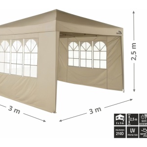 Pavilion de gradina cu pereti Cattara Palace, 3x3m, rezistent la apa si la UV, inaltime 2.5m, schelet otel - TT13348 - Img 5