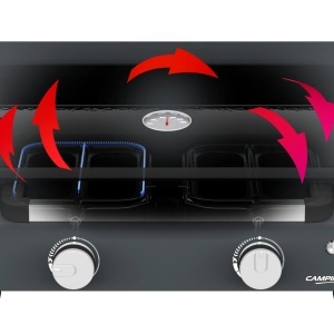 Plancha pe gaz Campingaz Onyx 2, 2 arzatoare, 6 kW, fonta emailata, aprindere electronica - 2218080 - Img 9