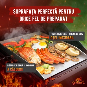 Plita tip plancha cu spatula din inox de 4 mm, dimensiune universala 30x40x3,6 cm, compatibila inductie Grillart - GA-1031-2 - Img 6