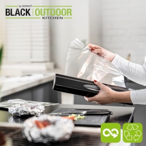 Suport din plastic pentru folie alimentara de aluminiu, negru, 38x7 cm, Wenko Black Outdoor Kitchen - 55029100 - Img 7