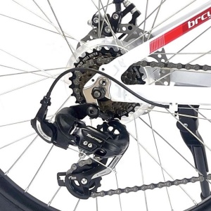 Bicicleta BR Tornado 24", 21 viteze, frane pe disc, cadru din aluminiu 13", manete secventiale, alb/rosu - Img 6
