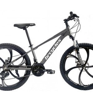 Bicicleta BR Tornado ProMG 24", jante MAGNEZIU, 21 viteze, frane pe disc, cadru din aluminiu 13", manete secventiale, gri