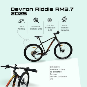 Bicicleta Mtb Devron Riddle RM3.7 2025 - 27.5 Inch, L, Negru - Img 3