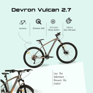 Bicicleta Mtb Devron Vulcan 2.7 - 27.5 Inch, M, Gri - Img 4