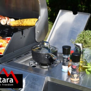 Bucatarie de exterior cu gratar pe gaz VICENZA, 4 arzatoare si arzator lateral, 2m x 0,6m - TT13060