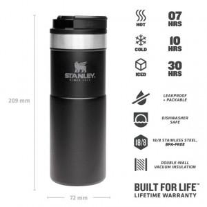 Cana Termoizolanta Stanley The NeverLeak Travel Mug Matte Black Pebble  0.47L - 10-09851-007 3