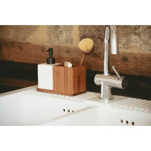 Dispenser detergent lichid de vase cu suport de ustensile din bambus 18,5x8,5x17 cm Wenko Mera - 54944100 - Img 5