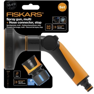 FISKARS Set pistol de stropit, jet multi + conector furtun, stop - 1065492