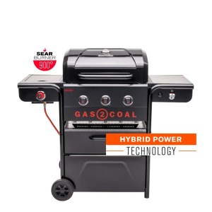 Gratar pe gaz si carbuni hibrid Char-Broil Gas2Coal 2.0 330 Special Edition, plita si sear burner - 140994