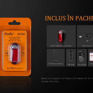 Lanterna bicicleta de spate Fenix BC05R Reincarcabila  10 Lumeni 6 Metri 8