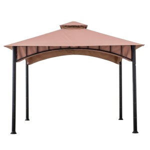 Pavilion gazebo din otel pentru gratar cu copertina Sunjoy LAURO 340cm x 340cm negru/bej - A101011900