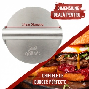 Presa pentru burger premium din otel inoxidabil si 30 hartii de burger Grillart - GA-1033 - Img 5