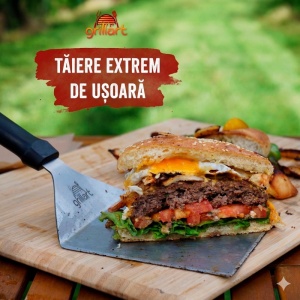 Set 2 spatule premium din inox pentru burgeri, include 30 foi hartie, pentru gratar tip plancha si teppanyaki, Grillart - GA-1031 - Img 6