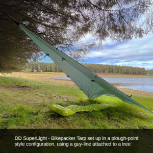 Tenda 3.7m x 2.3m Prelata DD Hammocks SuperLight - Bikepacker Tarp Olive Green - 707273931726 3
