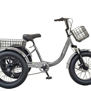 Tricicletă adulți BR Pro2025, 20", 7 viteze, frâne pe disc, cadru din oțel 15", gri