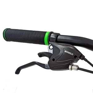 Bicicleta BR STORM 24", 21 viteze, frane pe disc, cadru otel 14", manete secventiale, negru/verde - Img 8