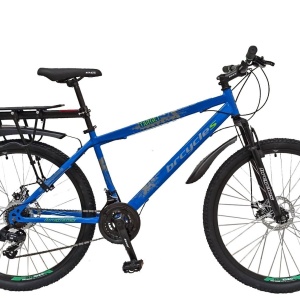 Bicicleta BR TARGET Carrier 29", 21 viteze, frane pe disc, cadru otel 17", manete secventiale, albastru/verde
