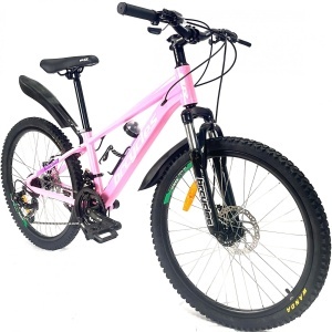 Bicicleta BR Tornado 24", 21 viteze, frane pe disc, cadru din aluminiu 13", manete secventiale, roz - Img 2