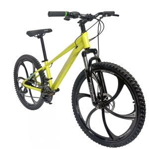 Bicicleta BR Tornado ProMG 24", jante MAGNEZIU, 21 viteze, frane pe disc, cadru din aluminiu 13", manete secventiale, galben - Img 2