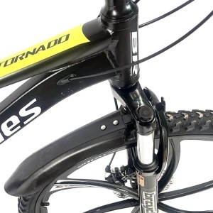 Bicicleta BR Tornado ProMG 24", jante MAGNEZIU, 21 viteze, frane pe disc, cadru din aluminiu 13", manete secventiale, negru - Img 3