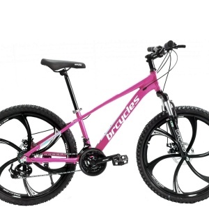 Bicicleta BR Tornado ProMG 24", jante MAGNEZIU, 21 viteze, frane pe disc, cadru din aluminiu 13", manete secventiale, roz