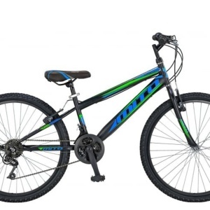 Bicicleta MTB-HT 24" MITO Oregon, cadru otel 17", manete RevoShift, frane V-Brake, 21 viteze, negru/verde