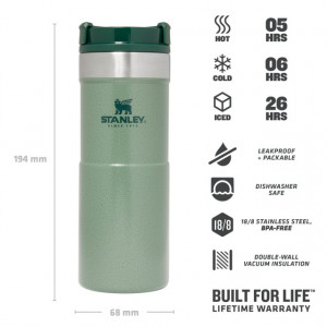 Cana Termoizolanta Stanley The NeverLeak™ Travel Mug Hammertone Green 0.35L - 10-09855-006 3